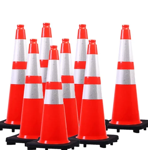 Vista 10 de BESEA (Paquete de 360 en Palet) - Conos de Tráfico de PVC Naranja de 18 Pulgadas con Base Negra, Conos de Estacionamiento Reflectantes de Alta