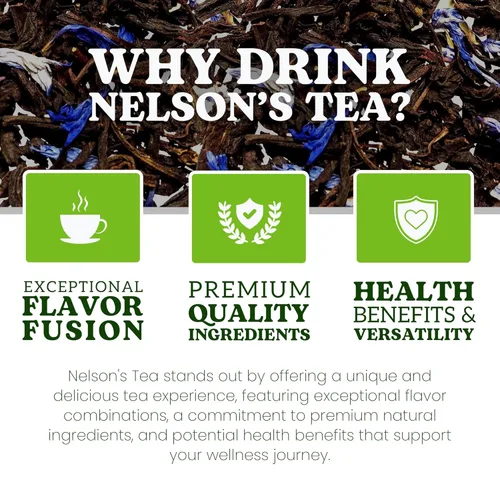 Vista 4 de Nelson's Tea - Un retrato de Earl Grey - Té negro de hojas sueltas - Té negro, pétalos de aciano, sabor bergamota - 2 oz.