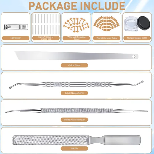 Vista 2 de Kits de corrector de uñas encarnadas con tiras curvas, parches transpirables y herramientas de pedicura, juego de cuidado de uñas para una
