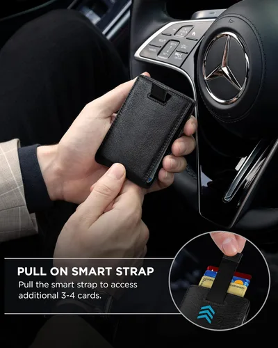 Vista 5 de SERMAN BRANDS RFID Blocking Slim Bifold Genuine Leather Minimalist Front Pocket Wallets for Men with Money Clip Thin Mens