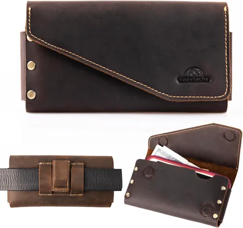 Vista 8 de Topstache Funda de cuero para teléfono celular con clip para cinturón para iPhone 17/16/15/14, Galaxy S25/S24/S23 - Funda de cuero para teléfono