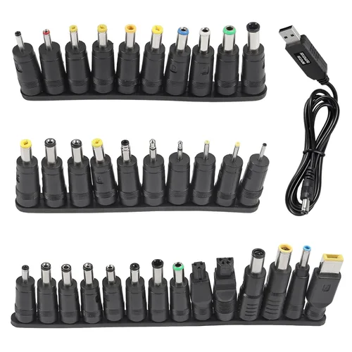 Vista 7 de AITRIP 10 unids/set DC 5.5X 0.083 in hembra de ángulo recto conector conector conector adaptador de corriente macho universal con cable