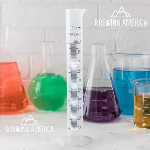 Vista 6 de Brewing America Vaso cilíndrico graduado de plástico de 3.4 fl oz – Frasco de tubo de ensayo de medición científica de 3.4 fl oz, marcado de 2