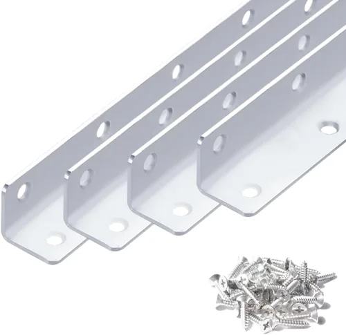 Vista 21 de 4 piezas Soporte de esquina en ángulo, soporte en L superior de acero inoxidable, 14 cm x 2.5 cm M, espesor 2 mm, para estante de madera, muebles