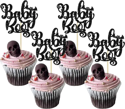 Vista 13 de Gyufise 1 pieza de decoración de pastel de cumpleaños con purpurina montada de terror clásico de Halloween para temática de terror sangriento