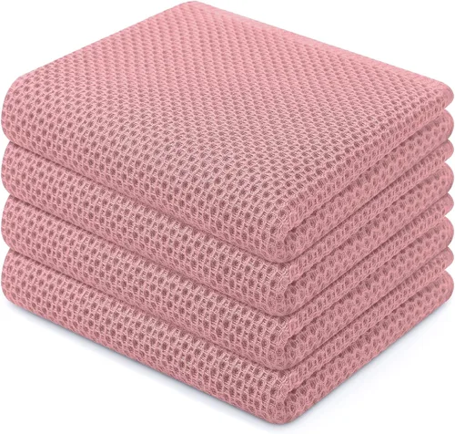 Vista 439 de Homaxy Paños de cocina de 100% algodón con tejido de gofre, ultra suaves, absorbentes, de secado rápido, 12 x 12 pulgadas, paquete de 6, amarillo