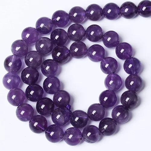 Vista 5 de 60 piezas de cuentas de cuarzo de cristal de amatista púrpura de piedra natural de 6MM grado AAA para hacer joyas pulsera DIY
