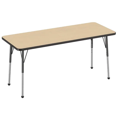 Vista 80 de FDP - Mesa rectangular para actividades escolares y de oficina (24 x 36 pulgadas), patas estándar con deslizadores giratorios, altura ajustable