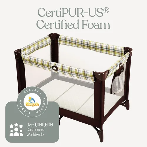 Vista 8 de Sleepah Pack and Play - Colchón de triple pliegue de doble cara (firme para bebés) y espuma viscoelástica suave (para niños pequeños) almohadilla