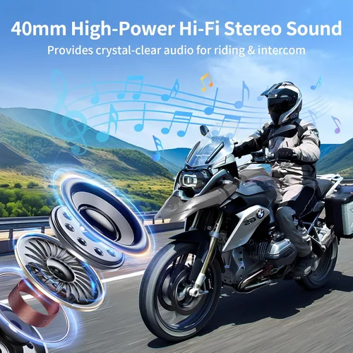 Vista 3 de Fodsports FX4 Pro 4-Rider - Intercomunicador Bluetooth para motocicleta, sistema de comunicación de casco de 3,937.0 ft, auriculares impermeables