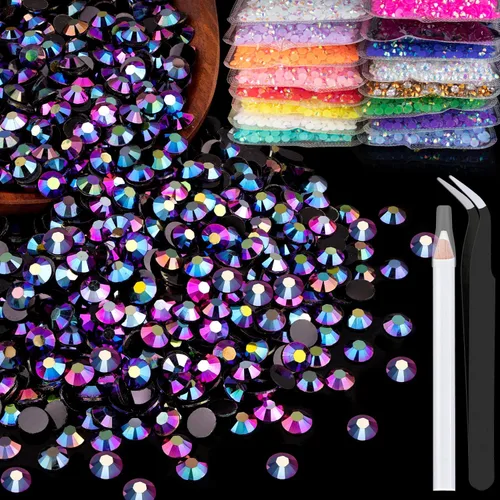 Vista 17 de 4000 diamantes de imitación de resina de 0.157 pulgadas a granel, transparentes AB con parte trasera plana, diamantes de imitación redondos