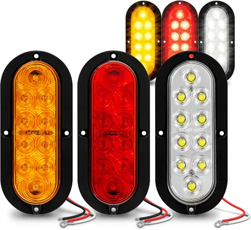 Vista 17 de TRUE MODS - Luz trasera LED ovalada ámbar de 6 pulgadas [DOT FMVSS 108] [SAE I6P] [montaje en superficie] [IP67 resistente al agua]