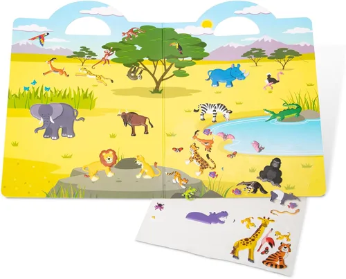 Vista 3 de Juego de calcomanías Melissa & Doug con temática de safari, 42 calcomanías infladas reutilizables
