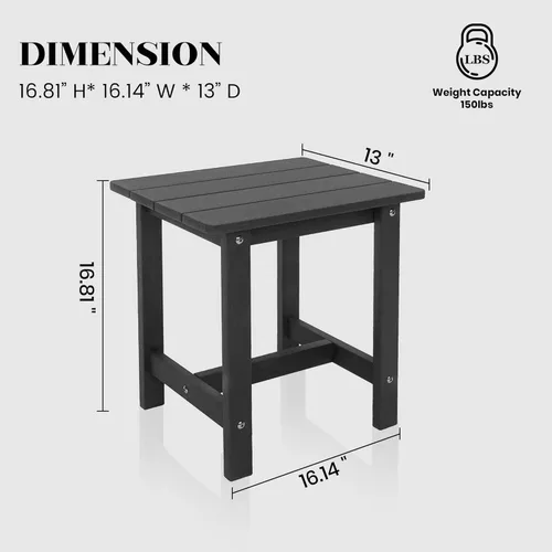 Vista 3 de Mesa auxiliar para exteriores, mesa auxiliar Adirondack doble pequeña resistente a la intemperie, mesa auxiliar para interiores y exteriores
