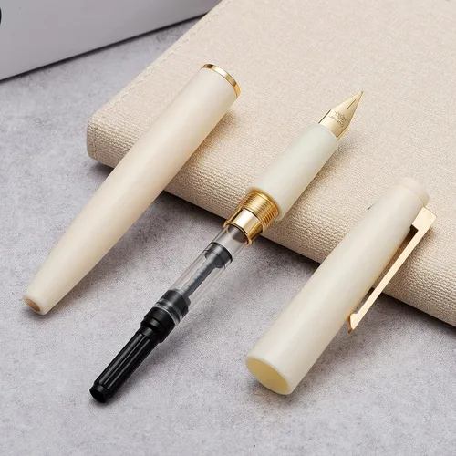 Vista 8 de Jinhao 80 pluma estilográfica de fibra de carbono cepillada negra con convertidor de tinta, 2 unidades, punta de 0.012 in