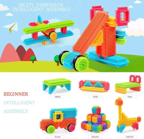 Vista 4 de Teytoy 100 piezas de bloques de construcción con forma de cerda para niños pequeños