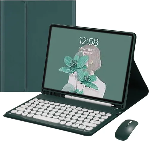 Vista 17 de HENGHUI Ratón de teclado para Galaxy Tab S6 Lite de 10.4 pulgadas 2024/2022/2020 Funda de teclado con mouse, bonita funda de teclado de color BT