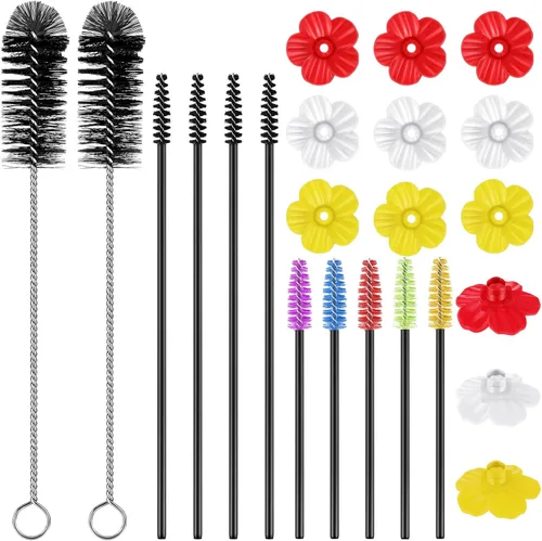 Vista 7 de 38 piezas de 3 tamaños de cepillo de limpieza para comederos de colibríes, mini cepillo de tubo de nailon con 16 piezas de repuesto para pájaros