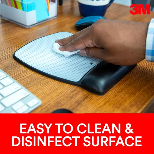 Vista 4 de 3M Alfombrilla de mouse precisa con reposamuñecas de gel, comodidad de gel calmante con cubierta de piel sintética duradera y fácil de limpiar