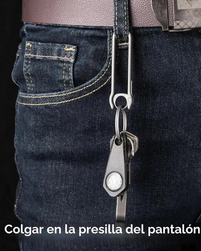 Vista 7 de FEGVE Titanium Key Belt Clip with 1.1″ Ti Key Ring, Rotary Anti-Slip Lock GR5 Titanium Alloy, Ultra-Light, Rustproof & Anti-Deform