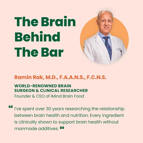 Vista 6 de iMind Barras de alimentos para el cerebro sin nueces, barras orgánicas veganas saludables para refrigerios - Barra de frutas con bacopa, luteína