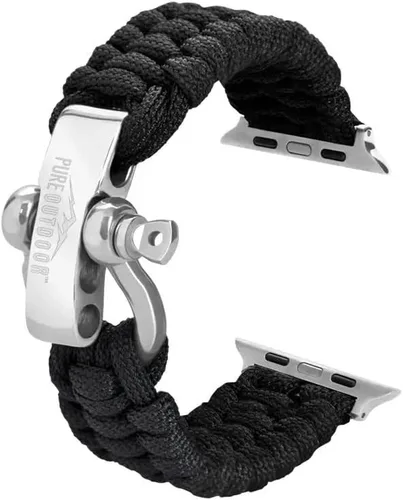 Vista 3 de Monoprice Apple Watch - Pulsera de supervivencia de paracaídas con cierre de acero inoxidable, funciona con caras de reloj Apple Watch Series 1, 2