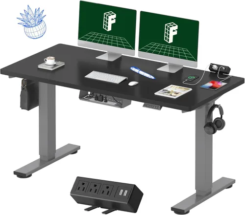 Vista 13 de FLEXISPOT EN2 Escritorio de pie de una pieza completa con regleta de alimentación de abrazadera, escritorio eléctrico de altura ajustable de 40 x 24