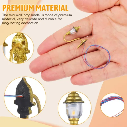 Vista 5 de DOITOOOL - 4 luces de pared para casa de muñecas, mini luces vintage para casa de muñecas, apliques de pared a escala 1:87, modelos para bricolaje