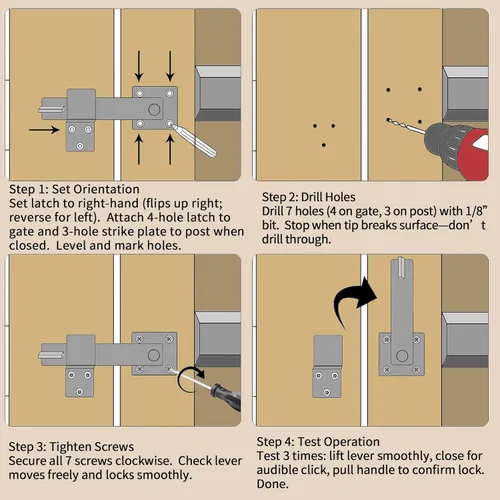 Vista 5 de Cerradura de puerta de granero de 6 pulgadas, cerradura de puerta de granero resistente, herrajes para cerca, cobertizo, granja, jardín, puerta