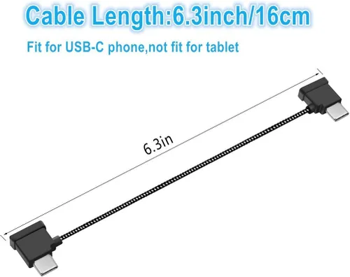 Vista 4 de Hanatora Cable de control remoto USB C a USBC RC-N3/N2/N1/N1C de 6.3 pulgadas para DJI Flip, Neo, Mavic 3, Air 3S/3/2/2S, Mini 4K/2 SE/3/4 Pro, OTG