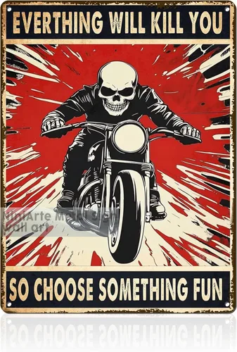 Vista 93 de Letrero de metal con texto en inglés "I Do What I Want Cat Riding Motorcycle Retro Wall Art Decor for Home Office Bar Wall Decor 8x12