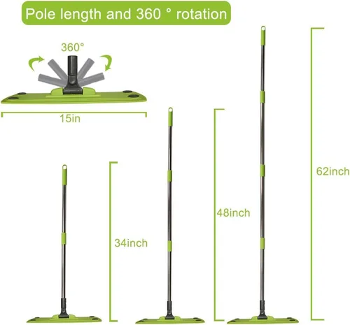 Vista 2 de Trapeador de microfibra con 5 papeles para polvo + 2 almohadillas lavables, limpieza de suelos multisuperficie para húmedo, seco y polvo, mango