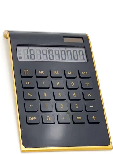 Vista 7 de Solar Gold Función estándar Escritorio LCD Calculadora de 10 dígitos para oficina, hogar (negro)