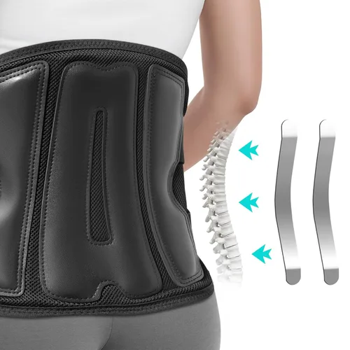 Vista 6 de Soporte de espalda para aliviar el dolor de espalda baja, cinturón de apoyo lumbar ajustable para hombres y mujeres, diseño de malla transpirable