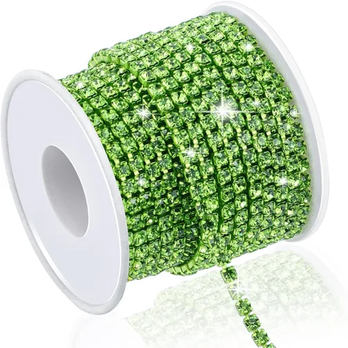 Vista 12 de Dowarm Cadena de diamantes de imitación de cristal de 10 yardas de 0.157 pulgadas para coser zapatos Crocs, cadena de diamantes de imitación SS16