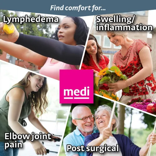 Vista 2 de Mediven Harmony Lymphedema - Manga de compresión de 20-30 mmHg con banda superior de punto para hombres y mujeres