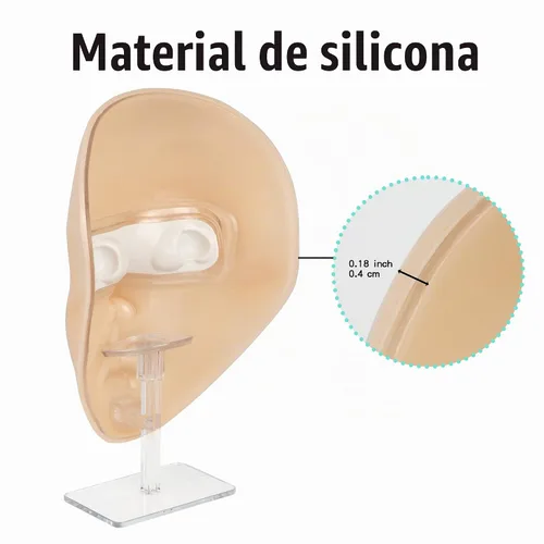 Vista 3 de Cara de práctica de maquillaje, 5D reutilizable de silicona, tabla de práctica de maquillaje, cara de maniquí con brochas de maquillaje, juego