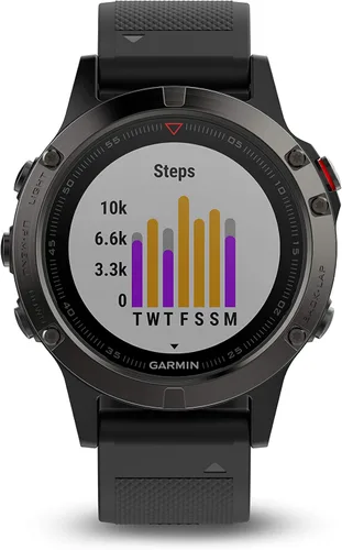 Vista 3 de Garmin fnix 5 Smartwatch Multisport GPS de alta calidad y robusto Reloj únicamente 47 mm Gris negro Slate Gray Black Band