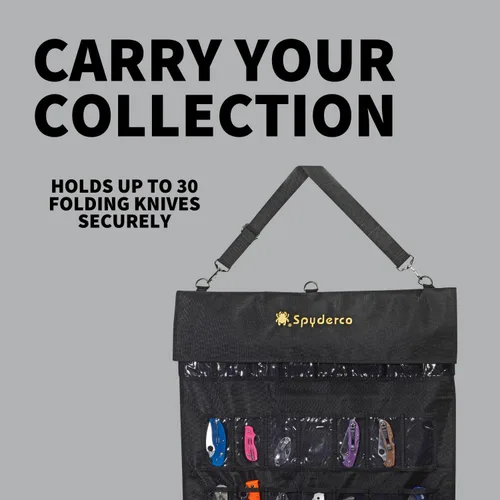 Vista 2 de Spyderco SpyderPac: incluye bolsillos profundos con diseño de poliéster resistente, ventana de plástico transparente, cierres de velcro y correa