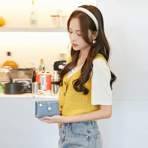 Vista 7 de PofeeXIO Carteras para mujer con funda de tarjeta extraíble, monedero compacto plegable pequeño para mujer, billetera RFID para mujer, billetera