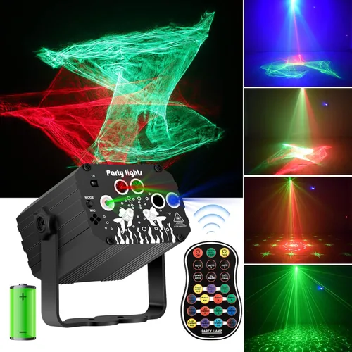 Vista 8 de Enjoyedled Luces de fiesta de escenario de discoteca para DJ, efecto de luz láser del norte, iluminación estroboscópica LED RGB activada por sonido
