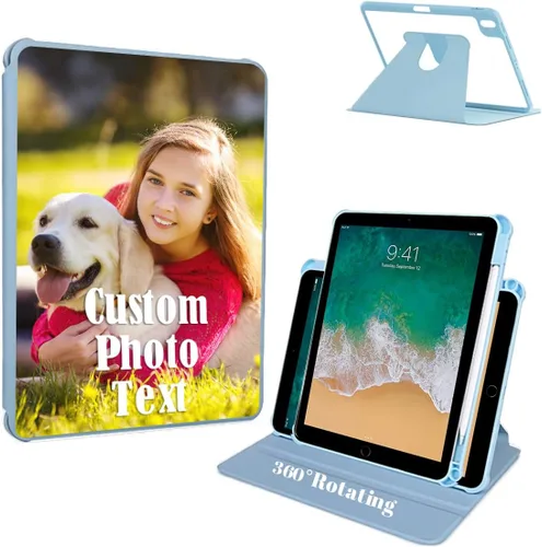 Vista 12 de Funda protectora personalizada con soporte giratorio de 360 grados, con parte trasera transparente y reposo inteligente, soporte para lápices