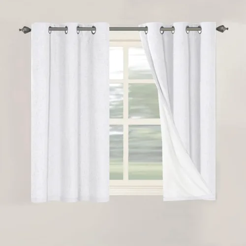 Vista 220 de H.VERSAILTEX Cortinas 100% opacas con aislamiento térmico, texturizadas, de lino, con bloqueo completo de calor y luz, para sala de estar y Negro