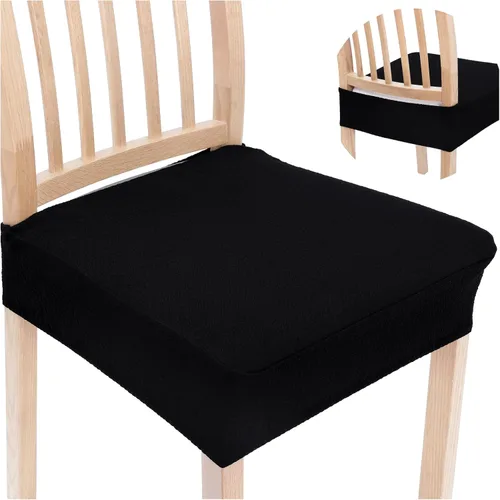 Vista 25 de Smiry Juego de 2 fundas de asiento elásticas de jacquard para sillas de comedor, extraíbles y lavables, sin fundas traseras, color aguamarina
