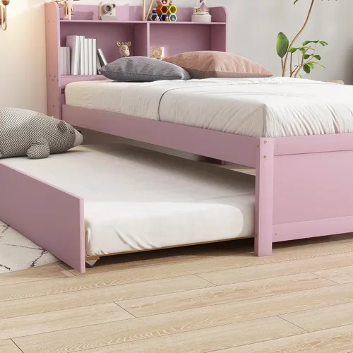 Vista 22 de Camas de plataforma individual con cajones de almacenamiento, marco de cama individual de madera maciza con cabecera y estribo, no necesita somier