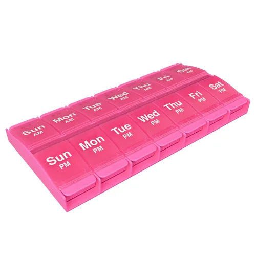 Vista 11 de EZY DOSE Pastillero con botón (7 días), planificador de medicamentos, organizador de vitaminas, 2 veces al día, contenedor AM/PM, compartimentos