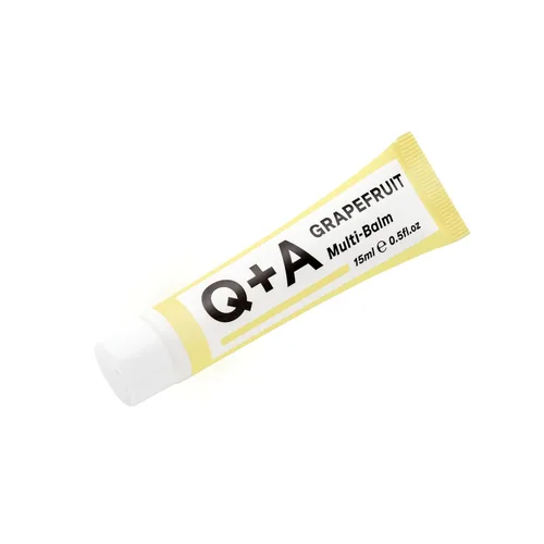 Vista 3 de Q+A Bálsamo múltiple de pomelo, 0.51 fl oz / 0.5 fl oz, bálsamo hidratante vegano integral para labios, cutículas y parches secos, con jojoba