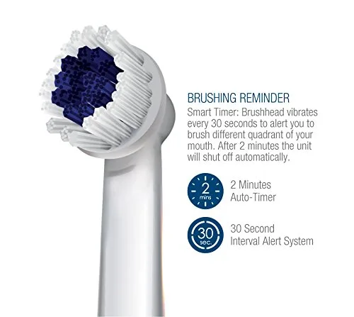 Vista 4 de Pursonic RET200 Power Cepillo de dientes eléctrico recargable con función de desinfectante UV, 12 cabezales de cepillo incluidos