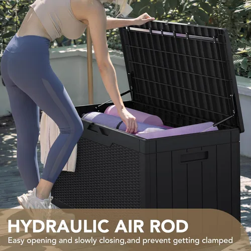 Vista 2 de Devoko Caja grande de resina impermeable de 100 galones para interiores y exteriores, contenedor de almacenamiento con cerradura para muebles