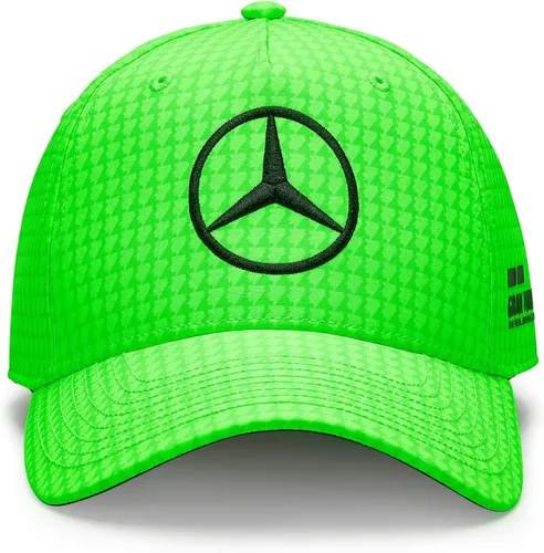 Vista 2 de Mercedes AMG Petronas Formula One Team - Gorra de conductor Lewis Hamilton 2023 - Verde neón - Unisex - Talla: Talla única
